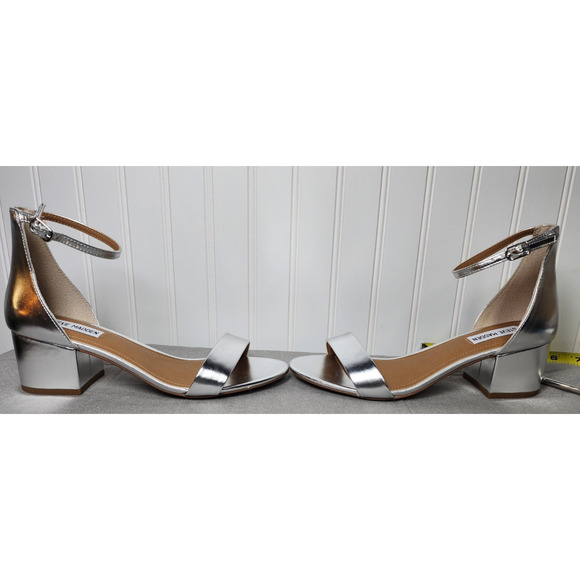 Steve Madden Womens Heels 9.5 Irenee Silver Metallic New w/Box‎ Prom Club Date - Picture 6 of 11